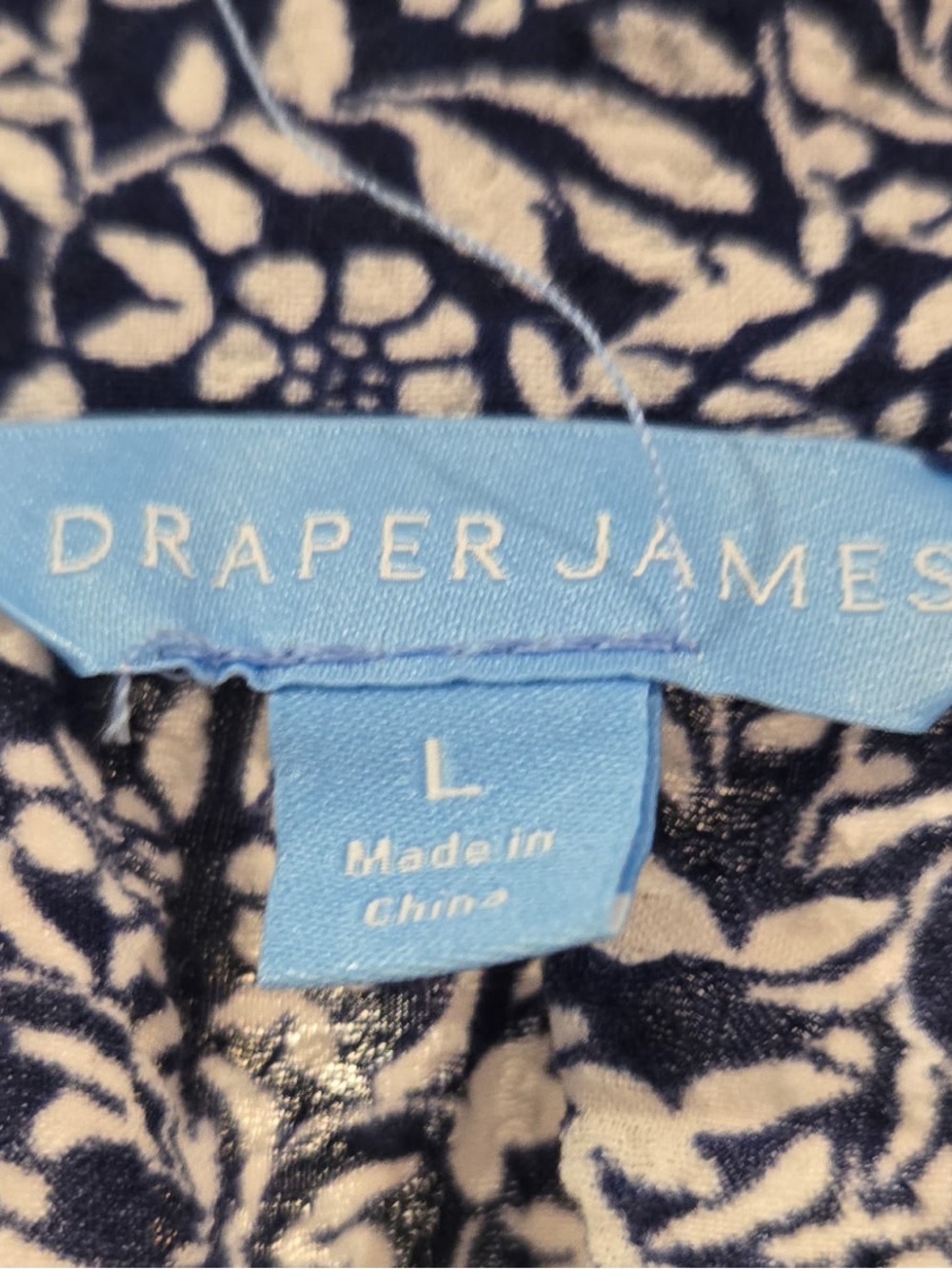 Draper James Navy and White Floral Short Sleeve Blouse - Picture 3 of 3